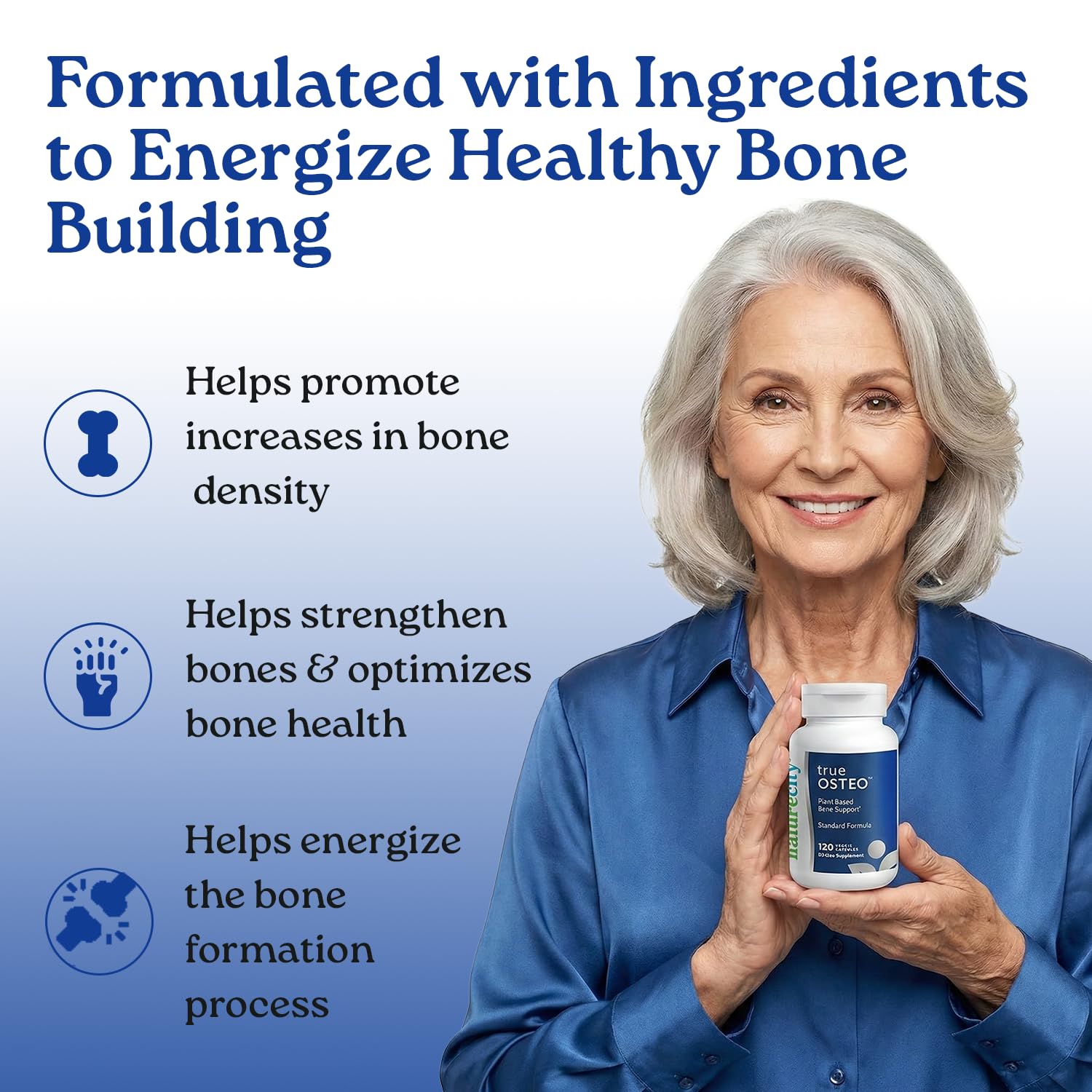 NatureCity True-Osteo capsules for convenient daily bone support.