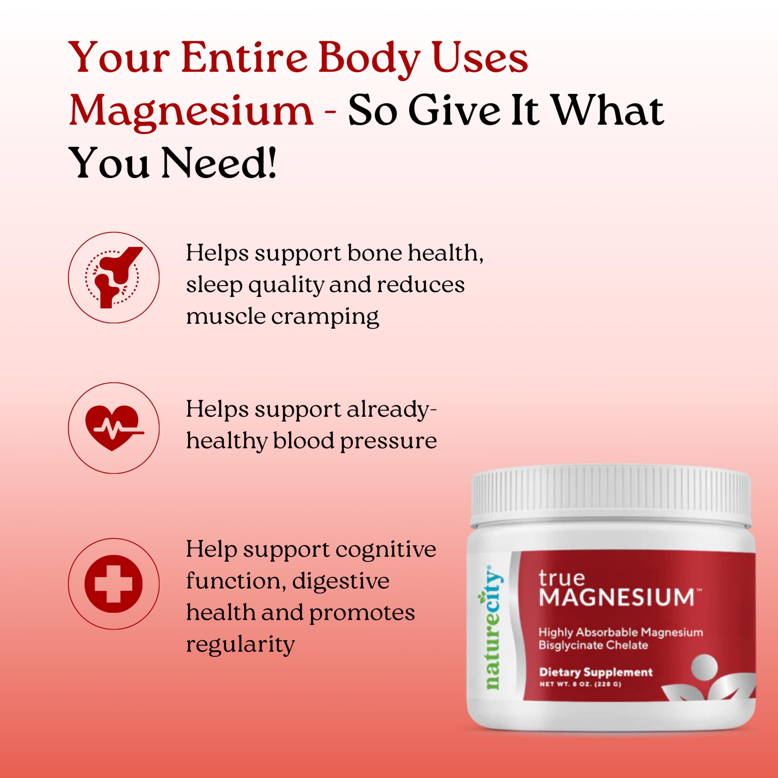 NatureCity TrueMagnesium scoop beside tub for convenient daily serving