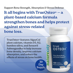 Close-up of True-OsteoBone capsules showing plant-based calcium delivery