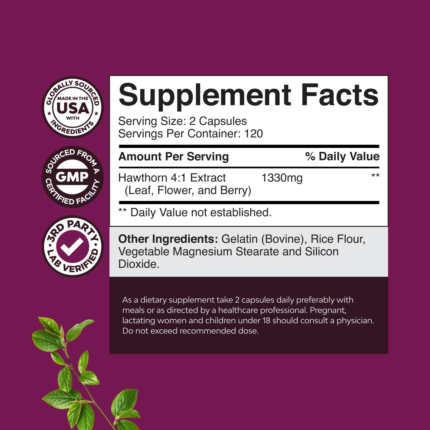 Close-up of Nature's Craft hawthorn capsules for easy daily use