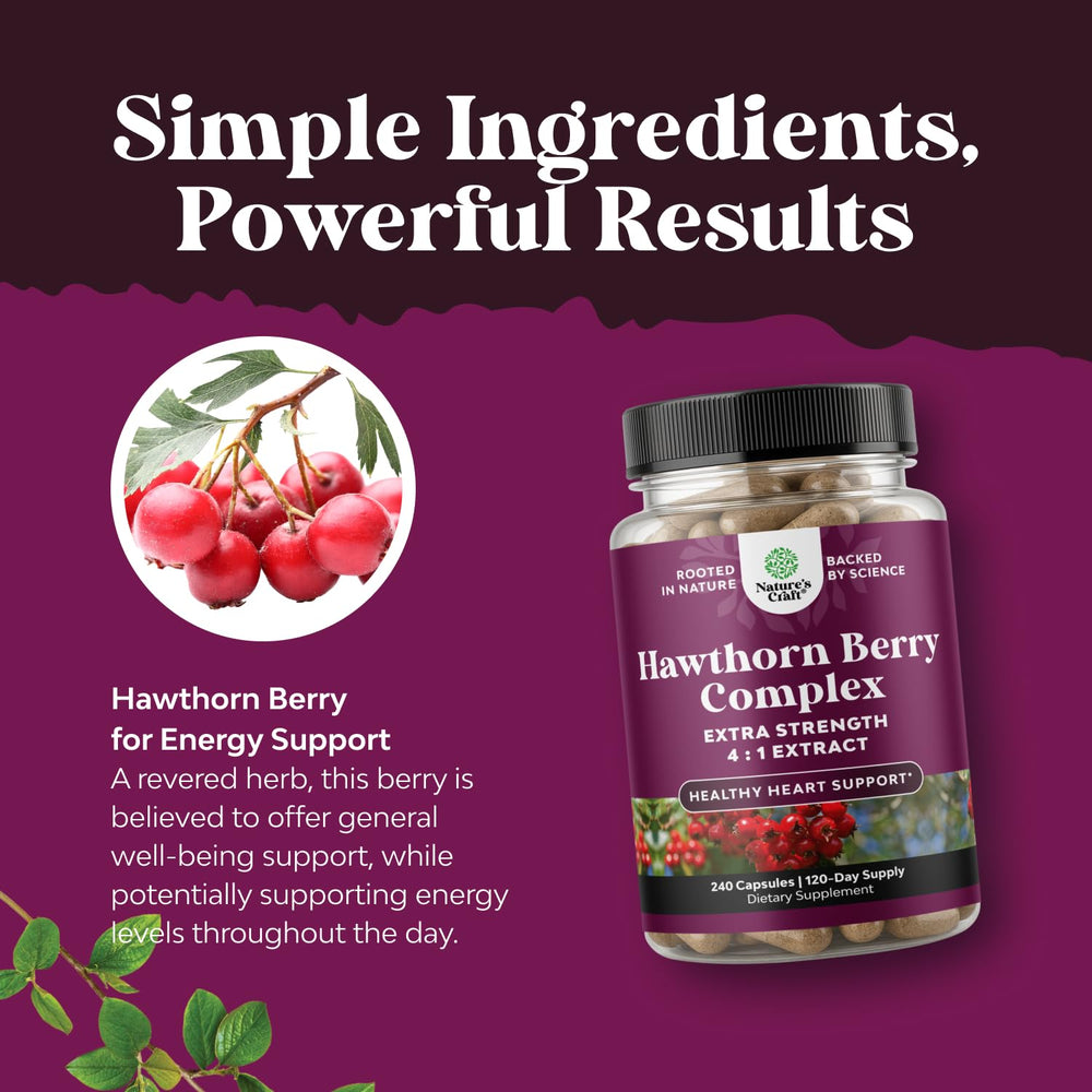 Nature's Craft hawthorn packaging highlighting USA manufacturing and GMP