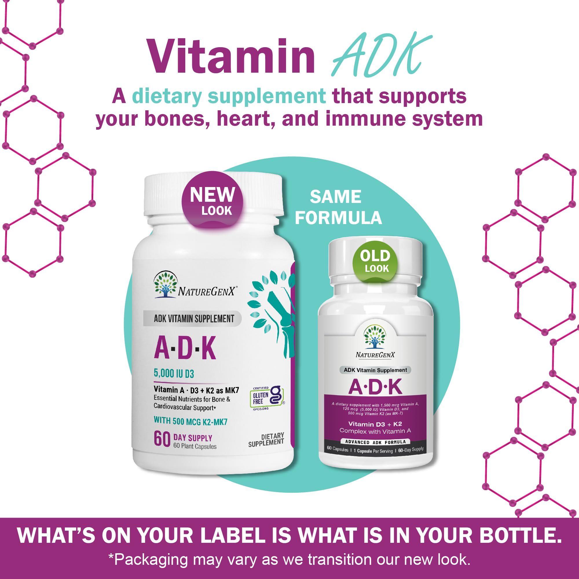 NatureGenX ADK capsules closeup highlighting gluten-free formula for daily wellness.