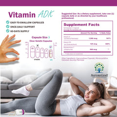 NatureGenX ADK label detail with MK-7 and vitamin amounts clearly listed.