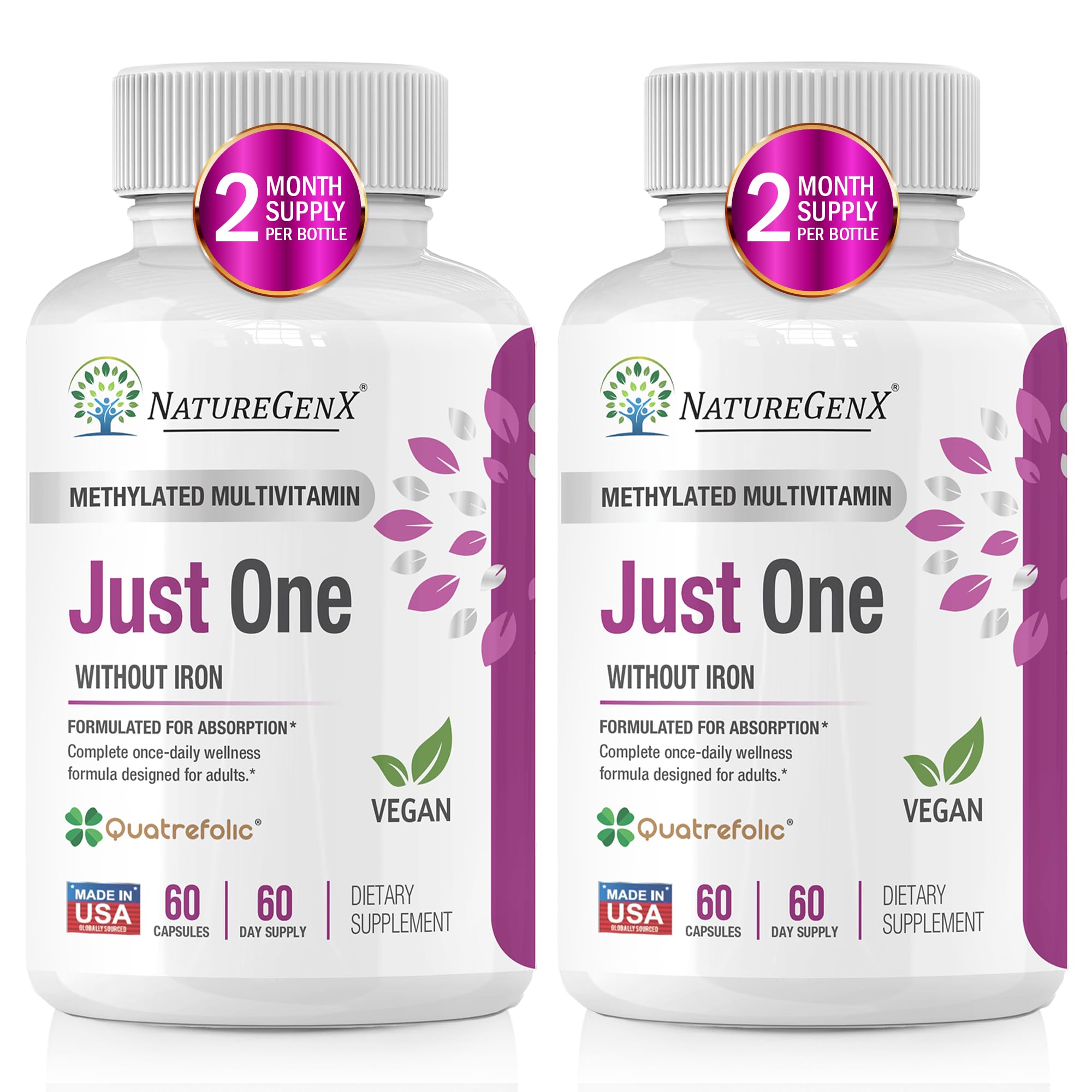 NatureGenX Just One Daily bottle front shows convenient, one-a-day nutrition for everyday wellness.