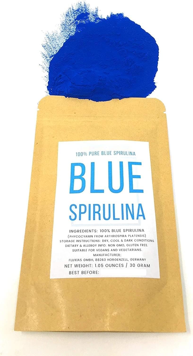 Naturegrail Blue Spirulina powder used in kitchen for natural color.