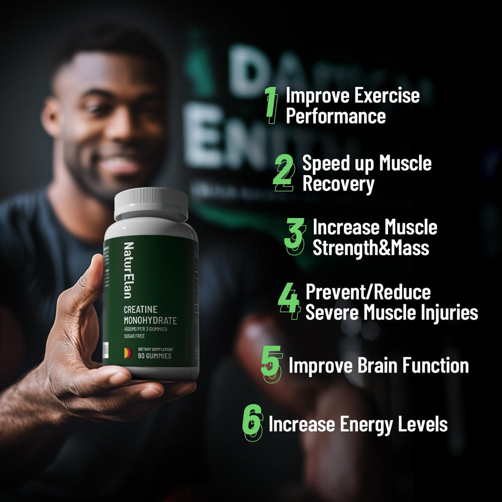 NaturElan Creatine gummies produced in a cGMP facility; consistent potency across batches.