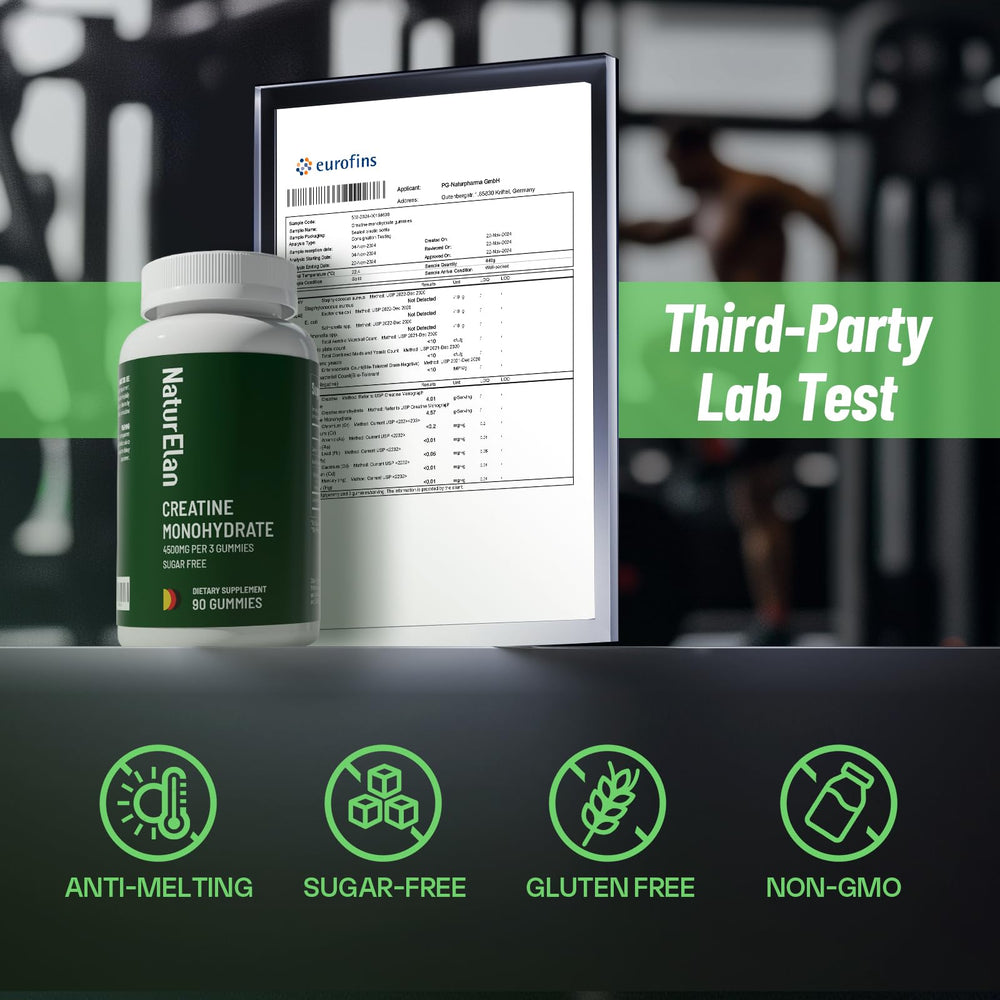NaturElan Creatine Monohydrate Gummies clean label; no artificial additives for clean fueling.