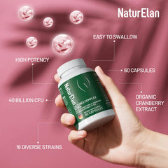 NaturElan Probiotics capsules close-up showing 40B CFU per serving