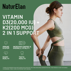 NaturElan Vitamin D3 K2 capsules closeup for convenient daily dosing
