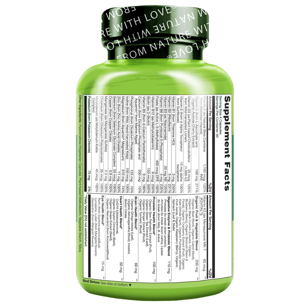 Naturelo 50+ men label indicates brain and eye support.