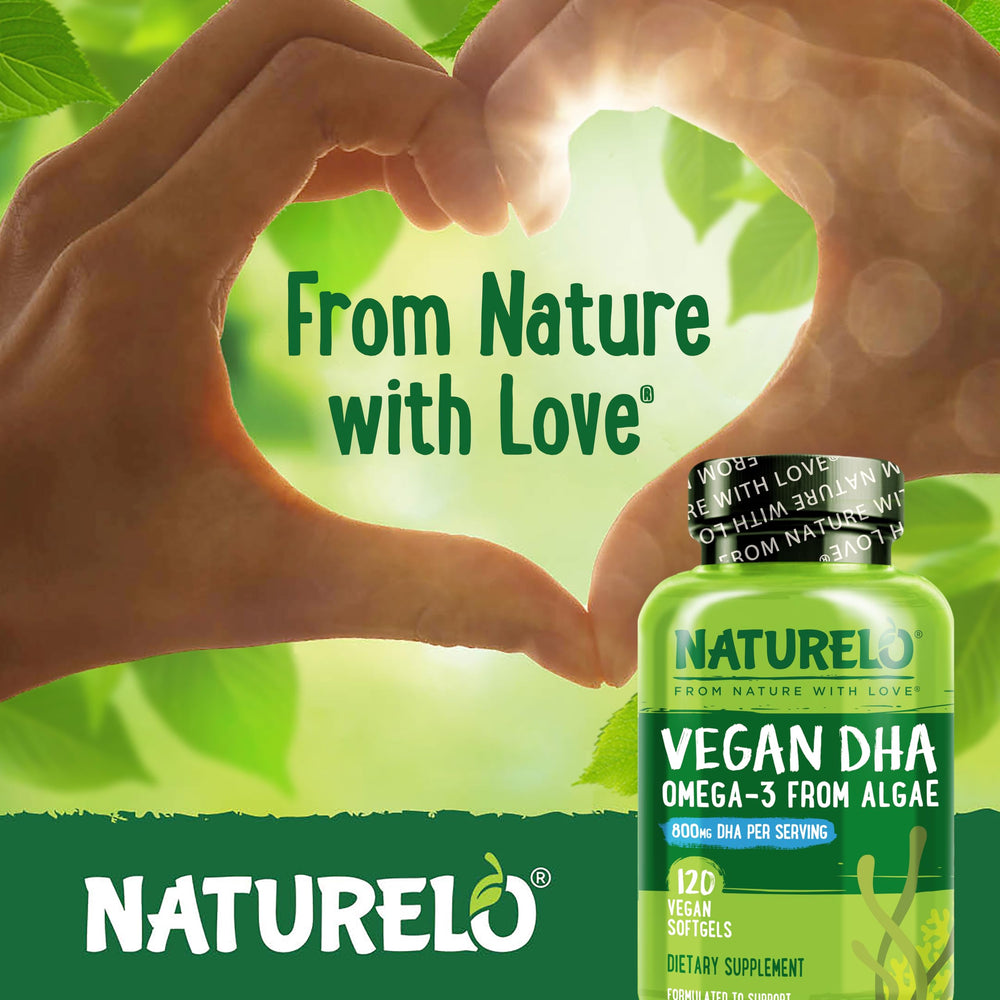 Naturelo algae-based DHA for daily wellness and focus.