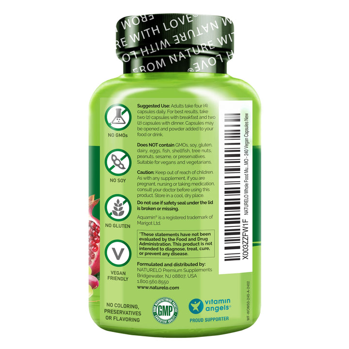 NATURELO herbal extracts collage including turmeric and ginseng