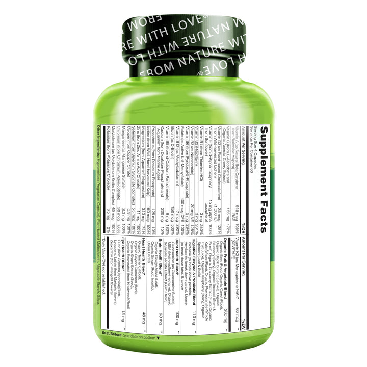 NATURELO iron-free label on bottle for postmenopausal wellness
