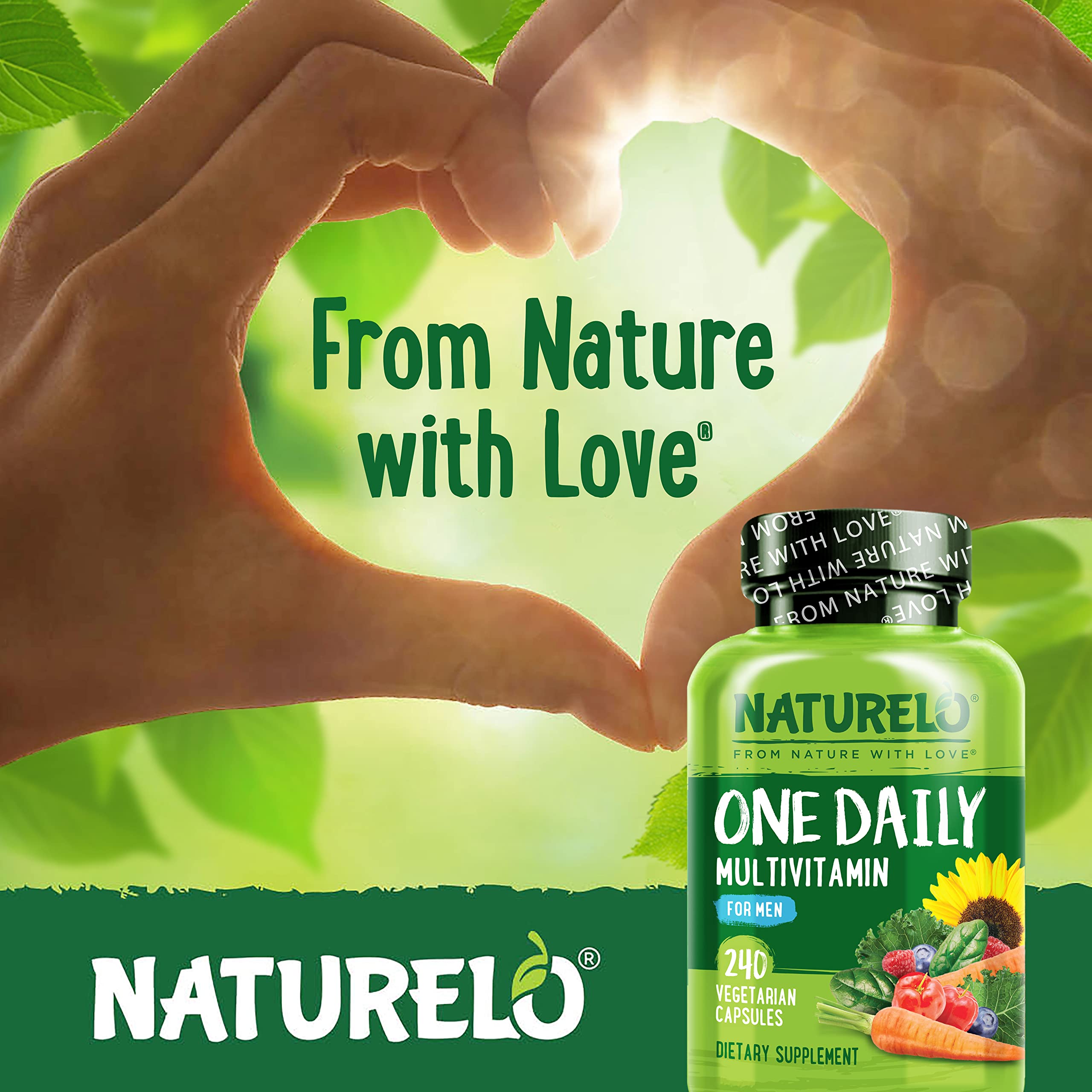 Naturelo Mens Multivitamins vegan and non-GMO for gluten-free daily use