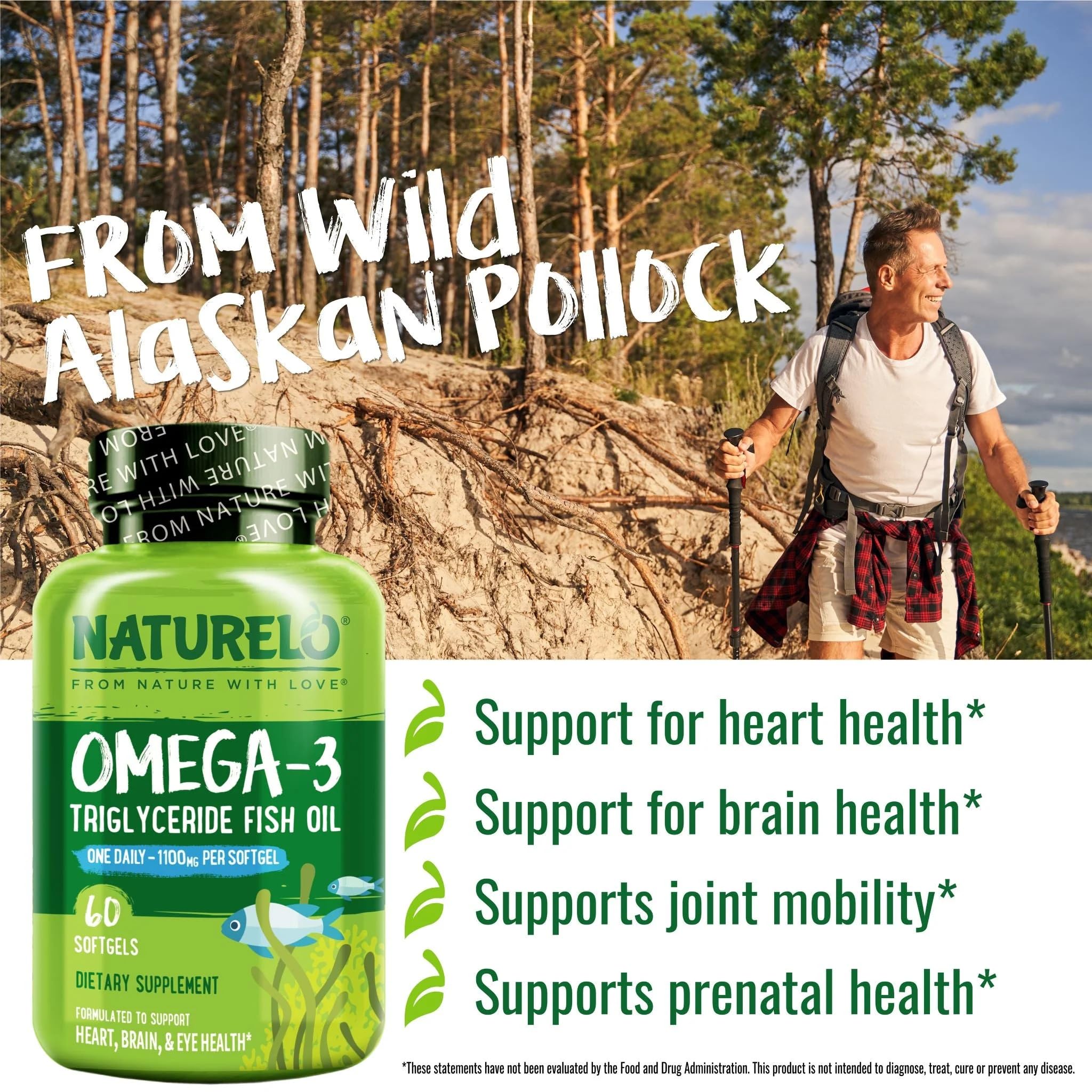 Naturelo molecular distillation closeup emphasizes purified, high-quality omega-3.