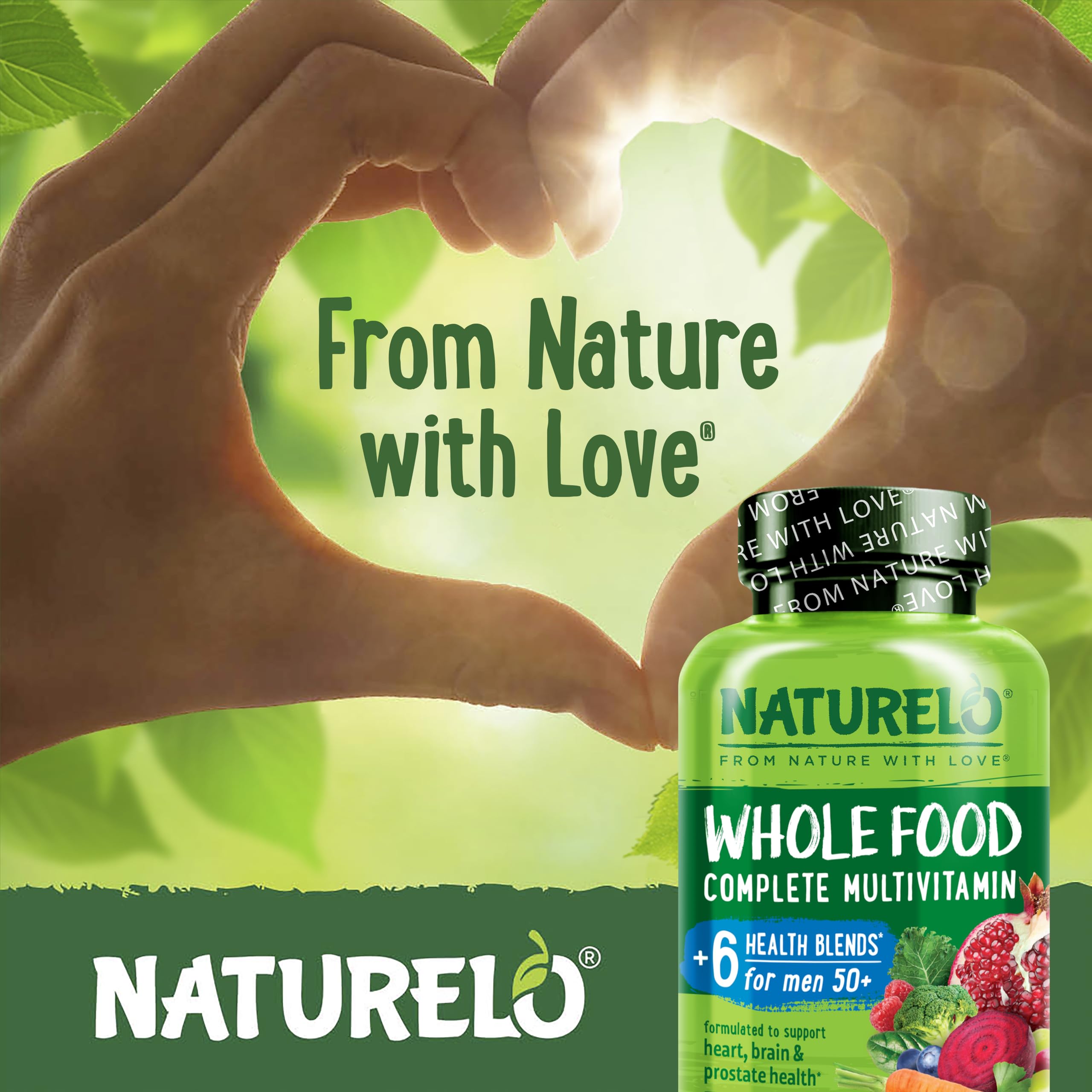 Naturelo bottle with clean packaging communicates trusted daily health support.