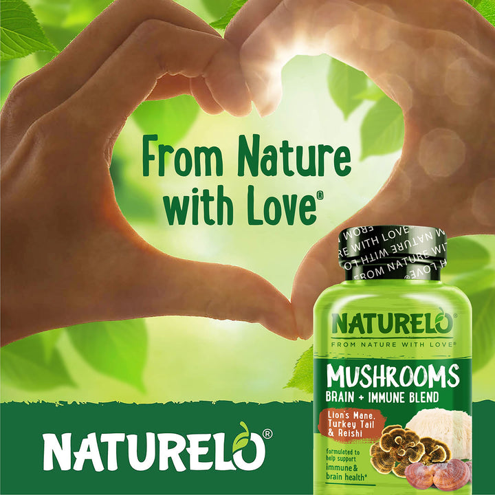 Naturelo 90-count bottle ready for daily immune and cognitive support routines.