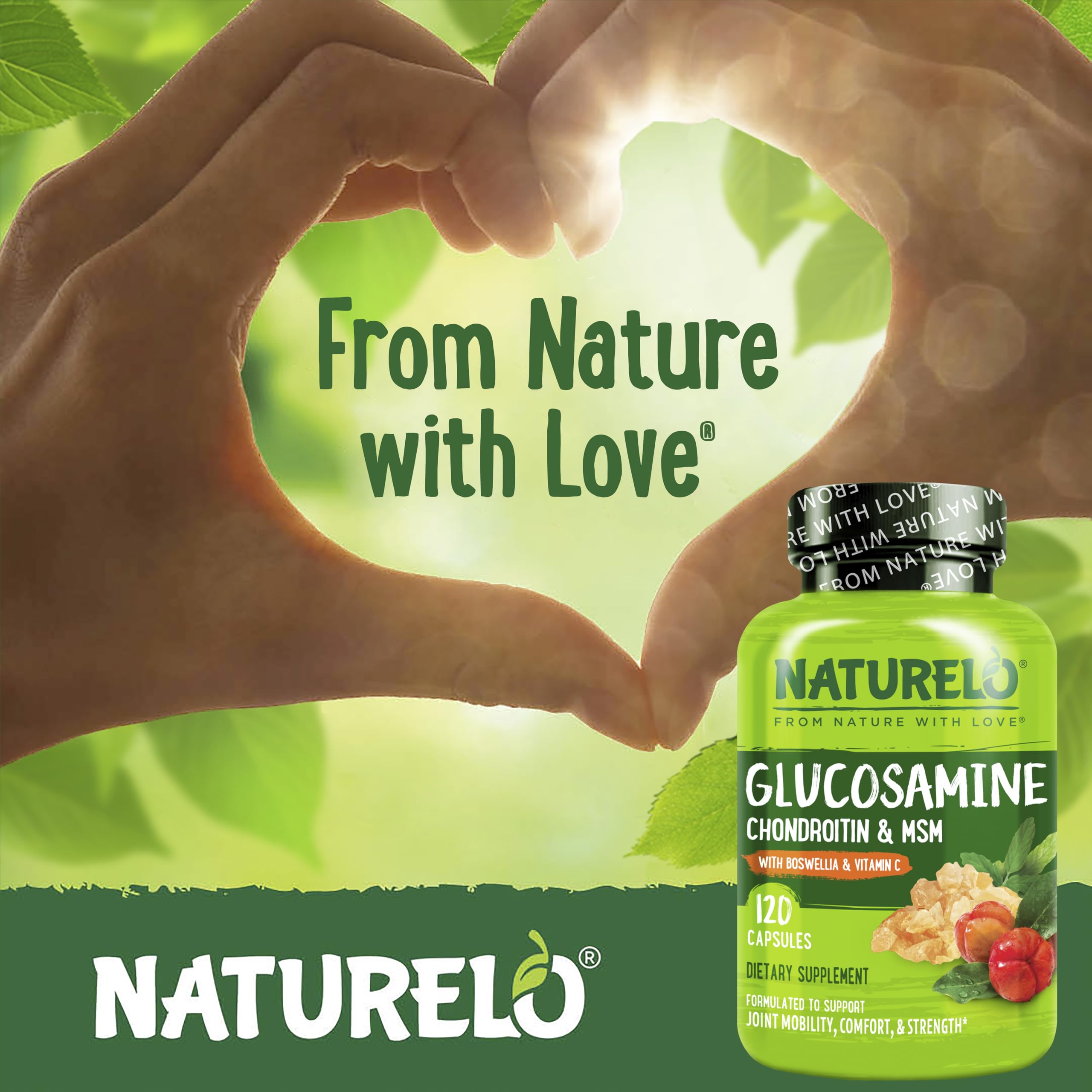 Naturelo non-GMO gluten-free packaging label emphasizing clean formula.