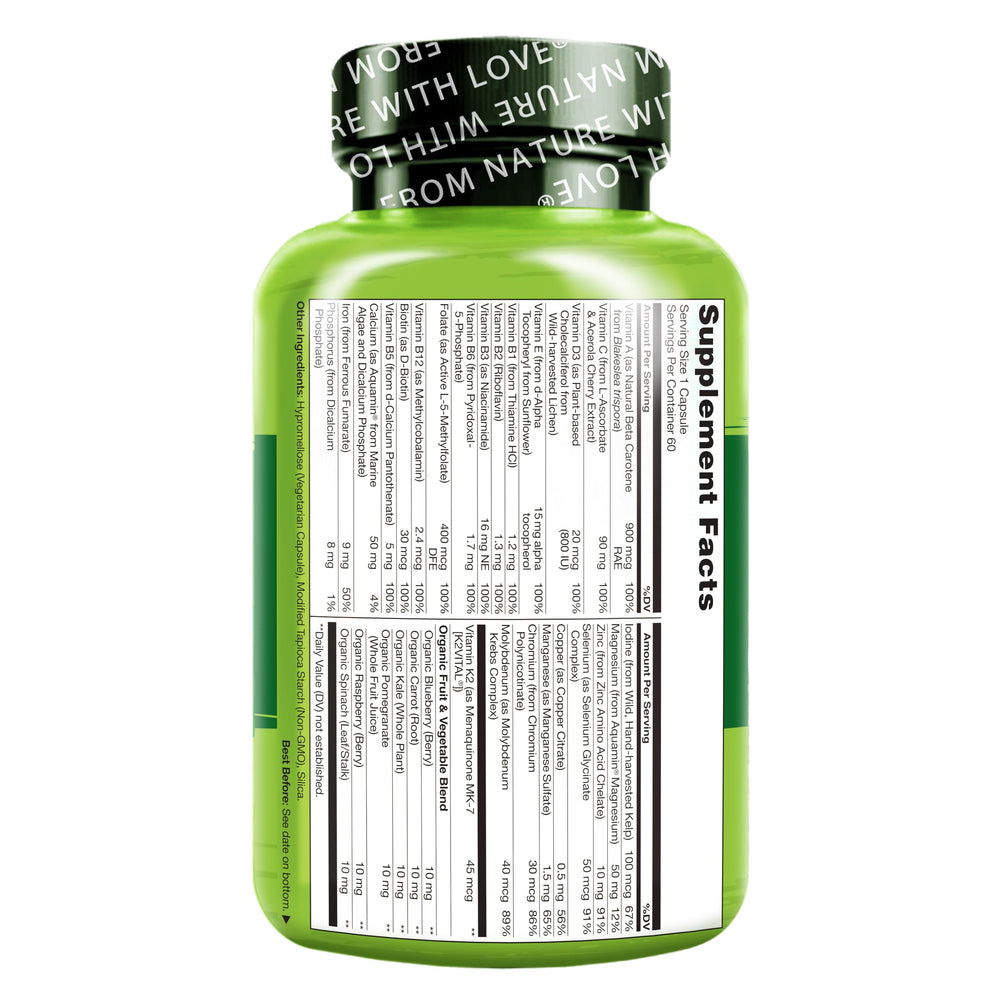 NATURELO One Daily Multivitamin para mujeres, cápsulas veganas para nutrición diaria.