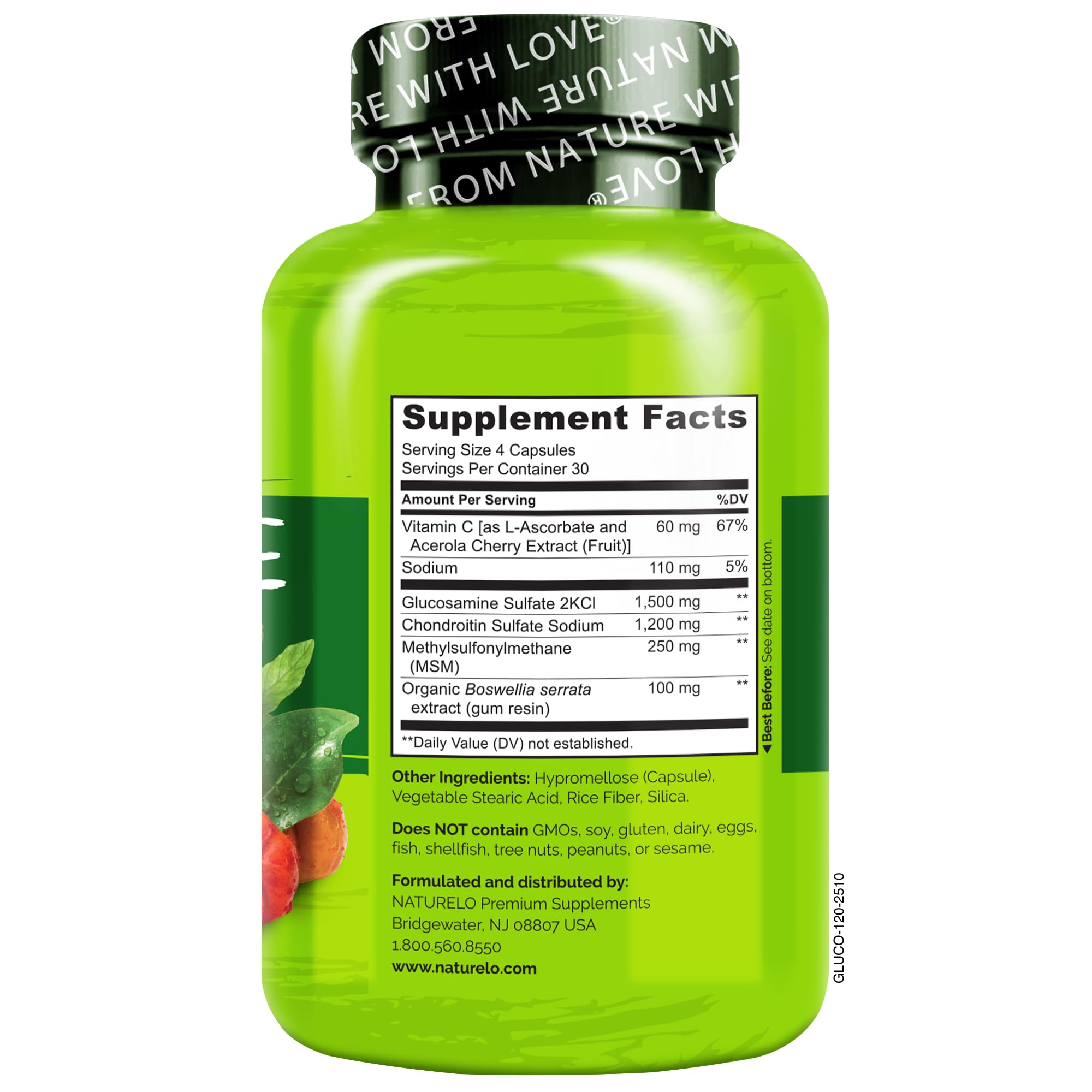 Naturelo plant-based formulation on natural background.