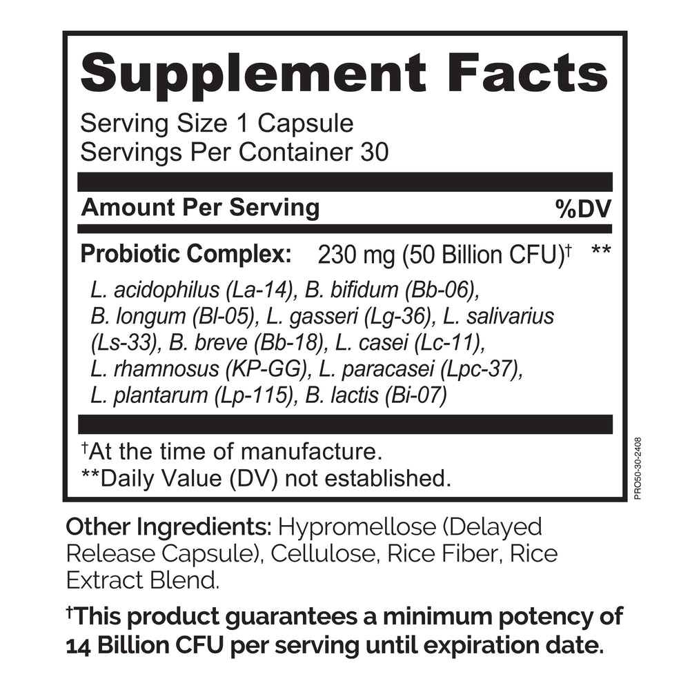Illustration showing 11 strains in Naturelo Probiotics for balanced gut health.