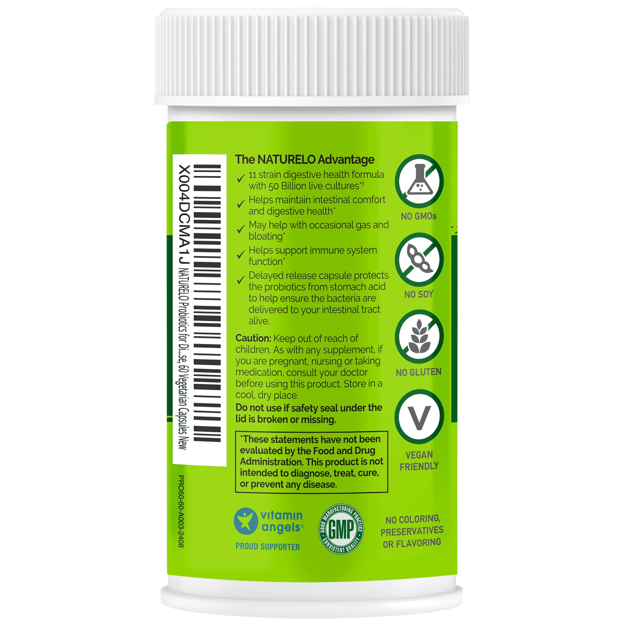 Naturelo Probiotics daily-use bottle with glass of water conveys routine.