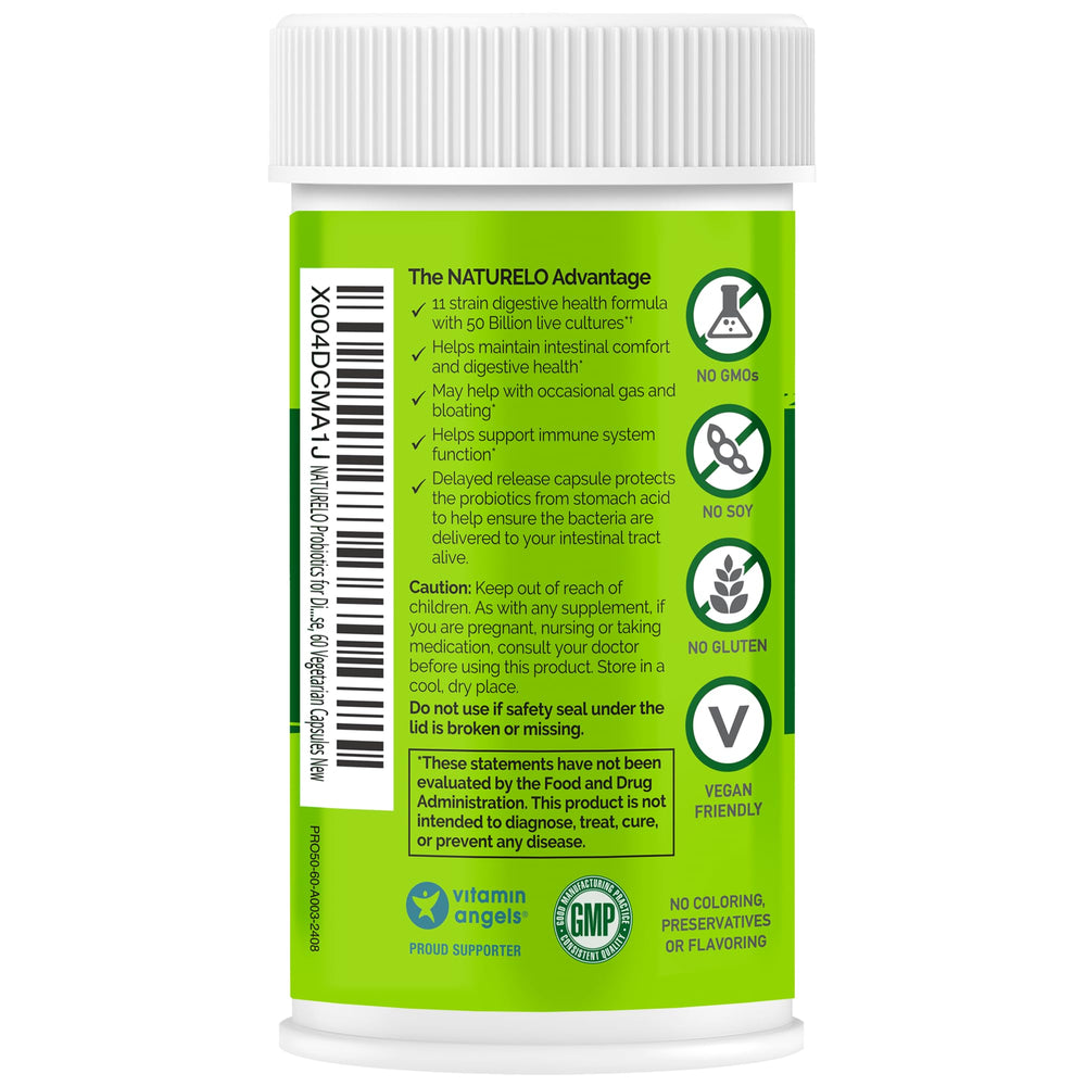 Naturelo Probiotics daily-use bottle with glass of water conveys routine.