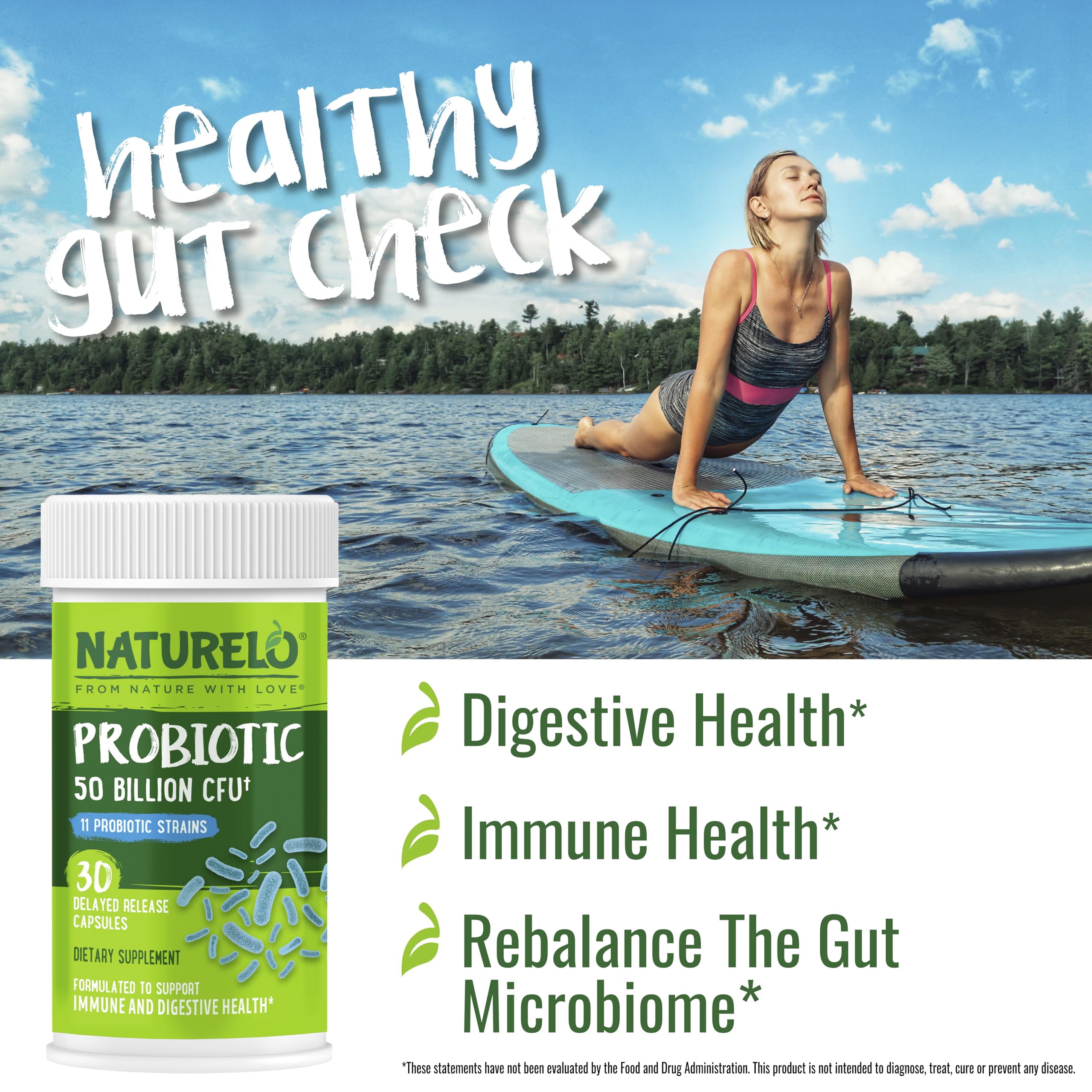 Delayed-release capsule image for Naturelo Probiotics protecting acid-stable delivery.