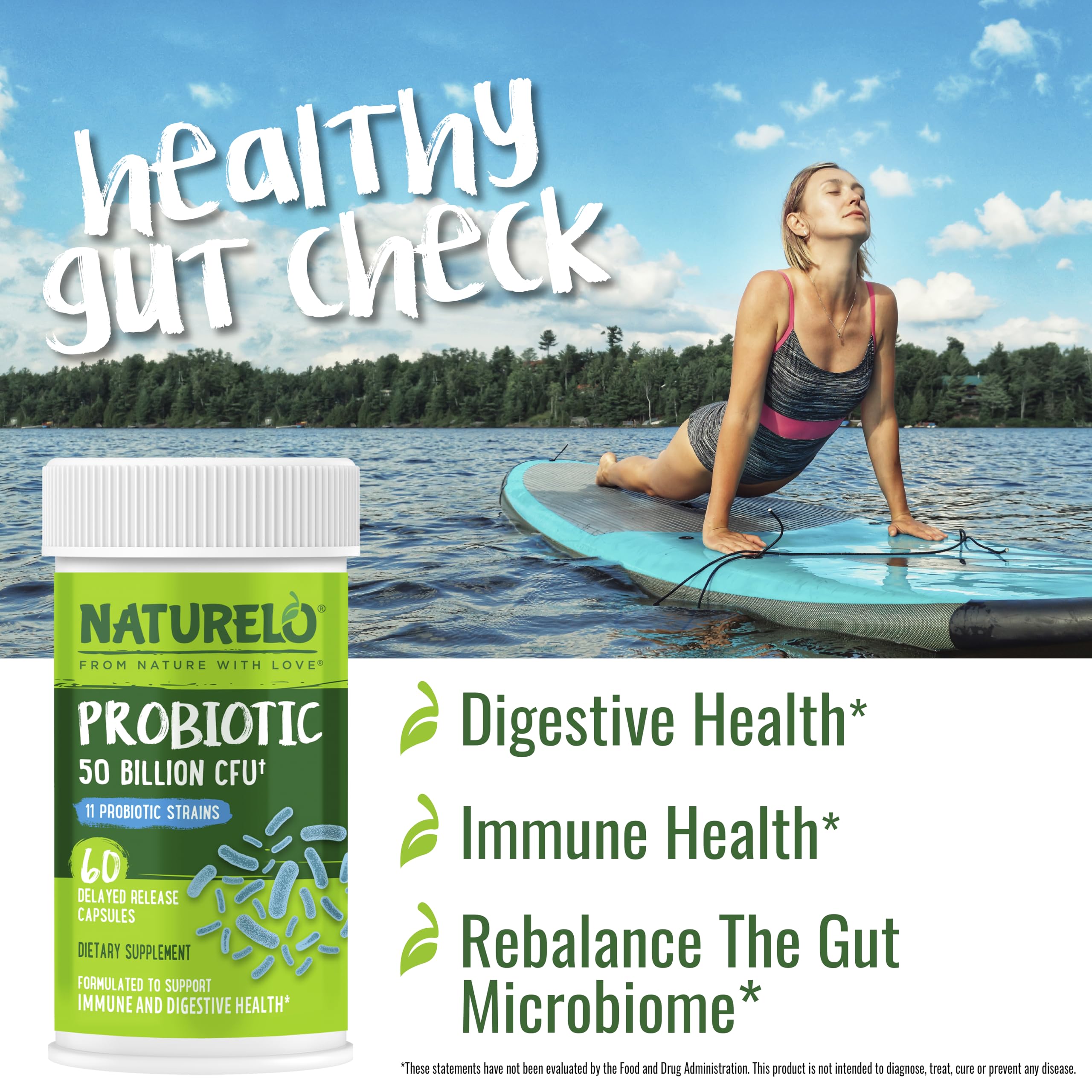 Naturelo Probiotics no fridge storage image emphasizes convenient daily use.