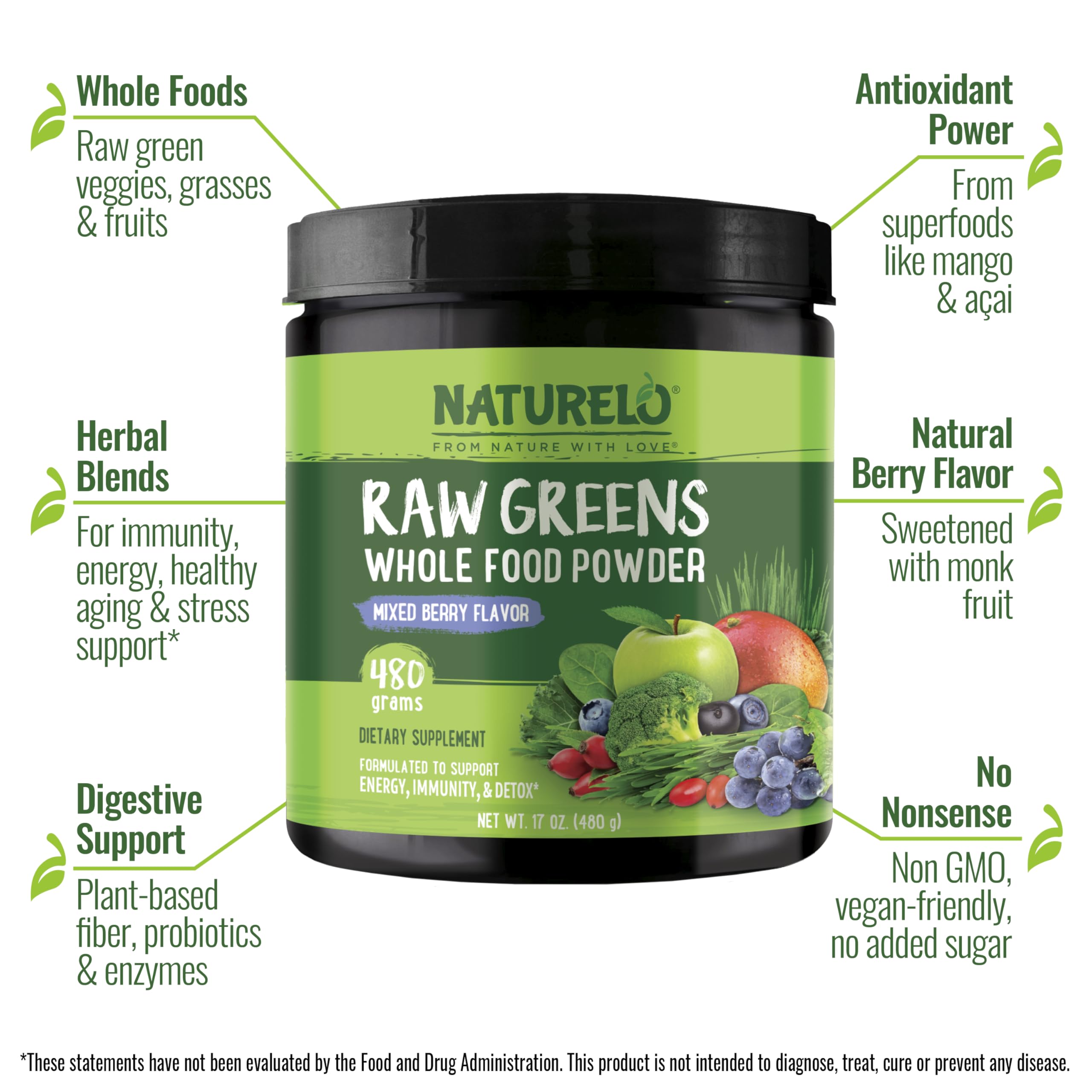 Naturelo Mixed Berry scoop highlights flavor and easy mix