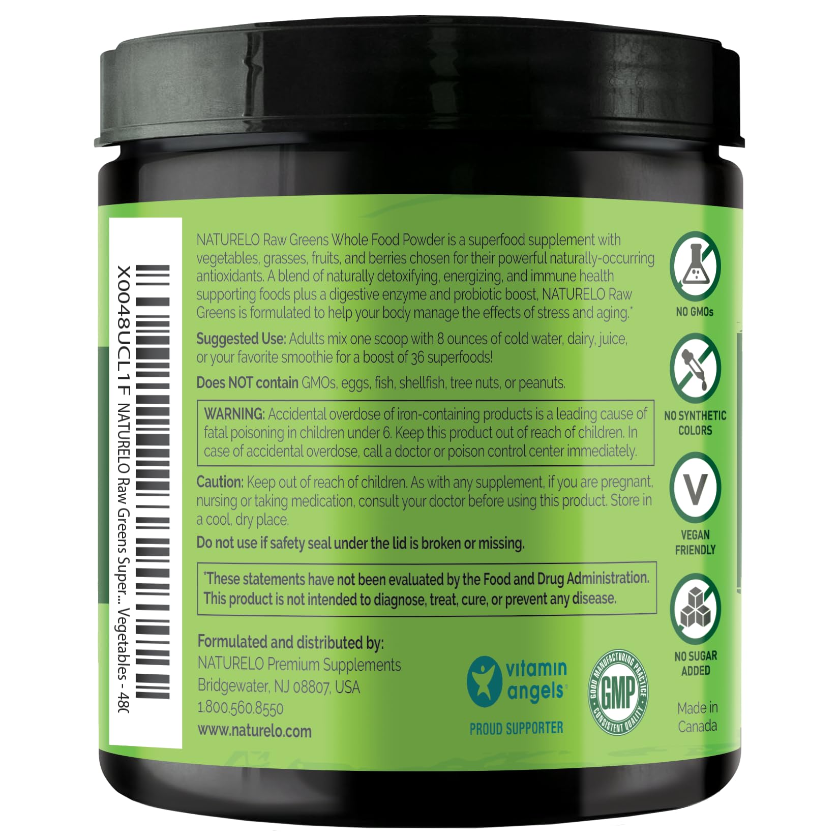 Eco-friendly packaging glimpse for Naturelo Greens Powder.