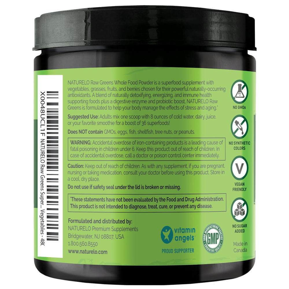Eco-friendly packaging glimpse for Naturelo Greens Powder.