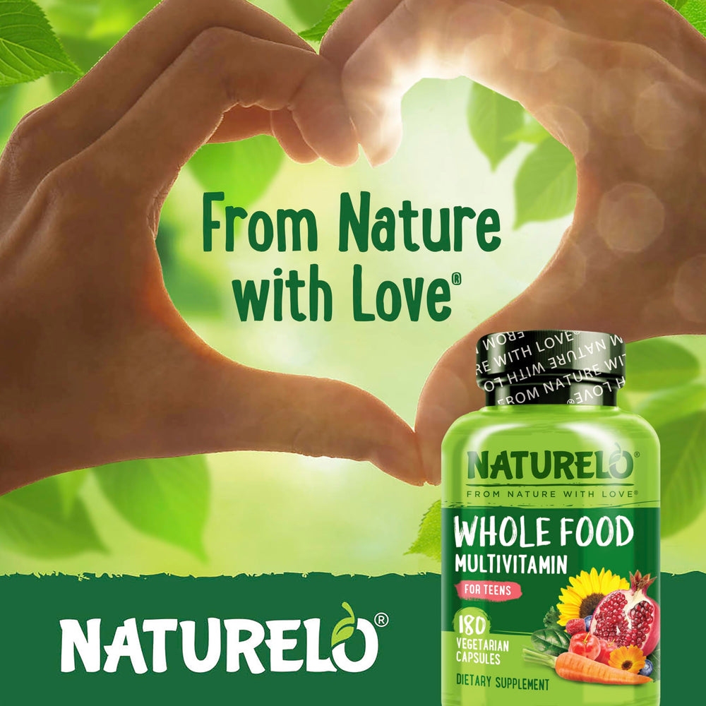 NATURELO calcium and magnesium from marine algae on label for teen bone support.