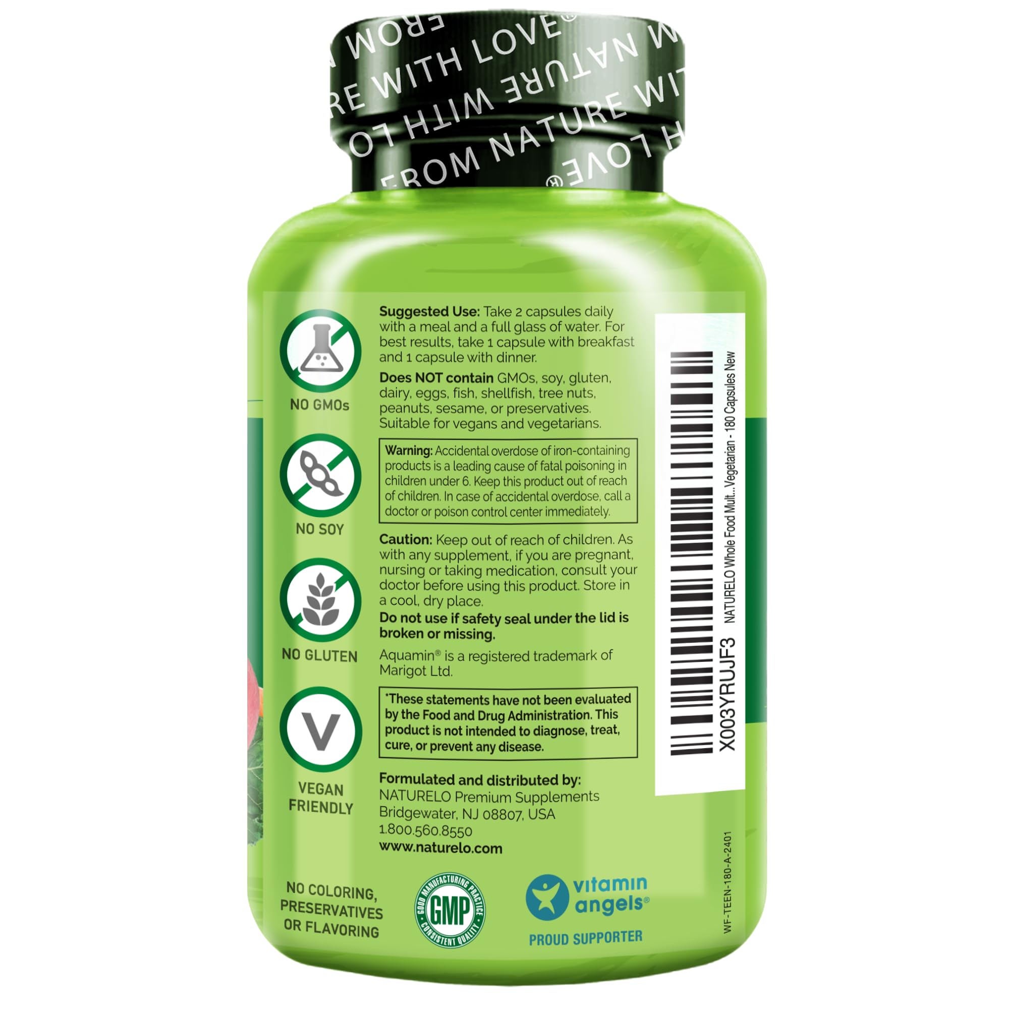 NATURELO fruits and vegetables backdrop illustrating whole-food nutrition for teens.