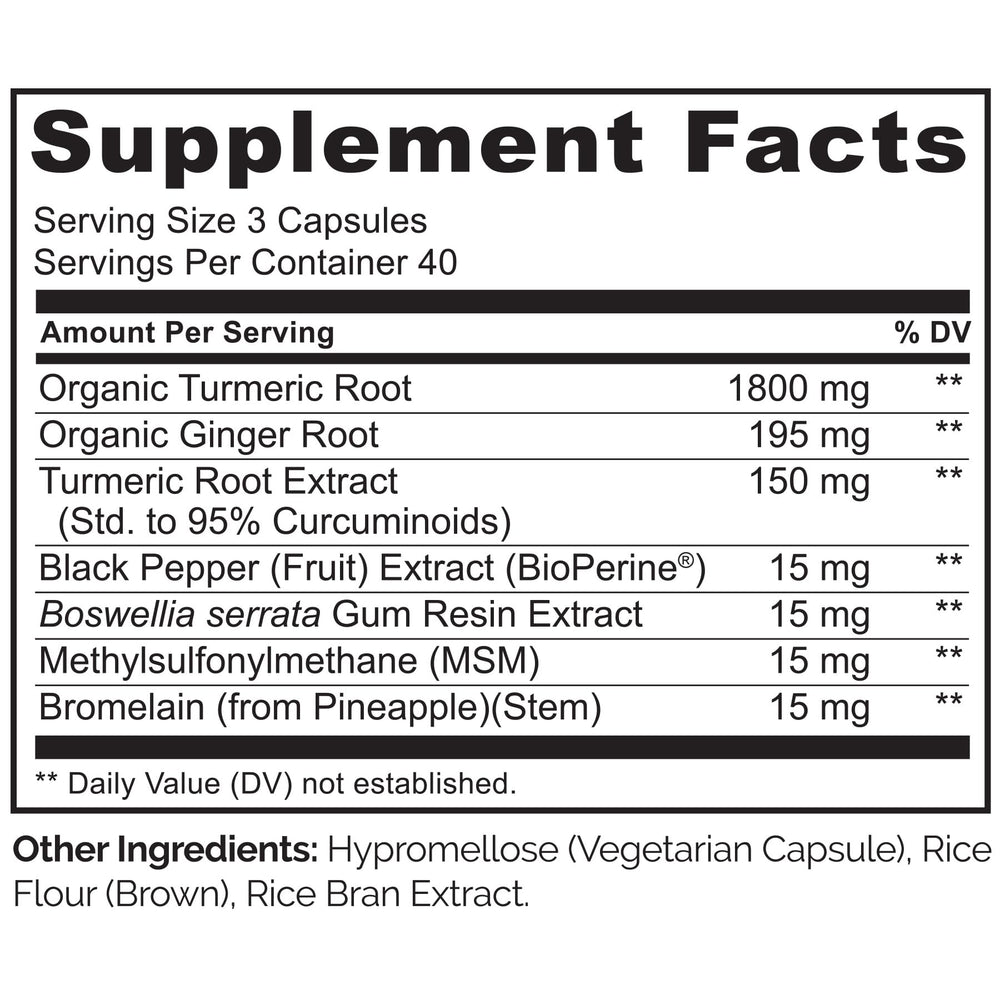 Naturelo Turmeric Curcumin with ginger and boswellia supports joint comfort.