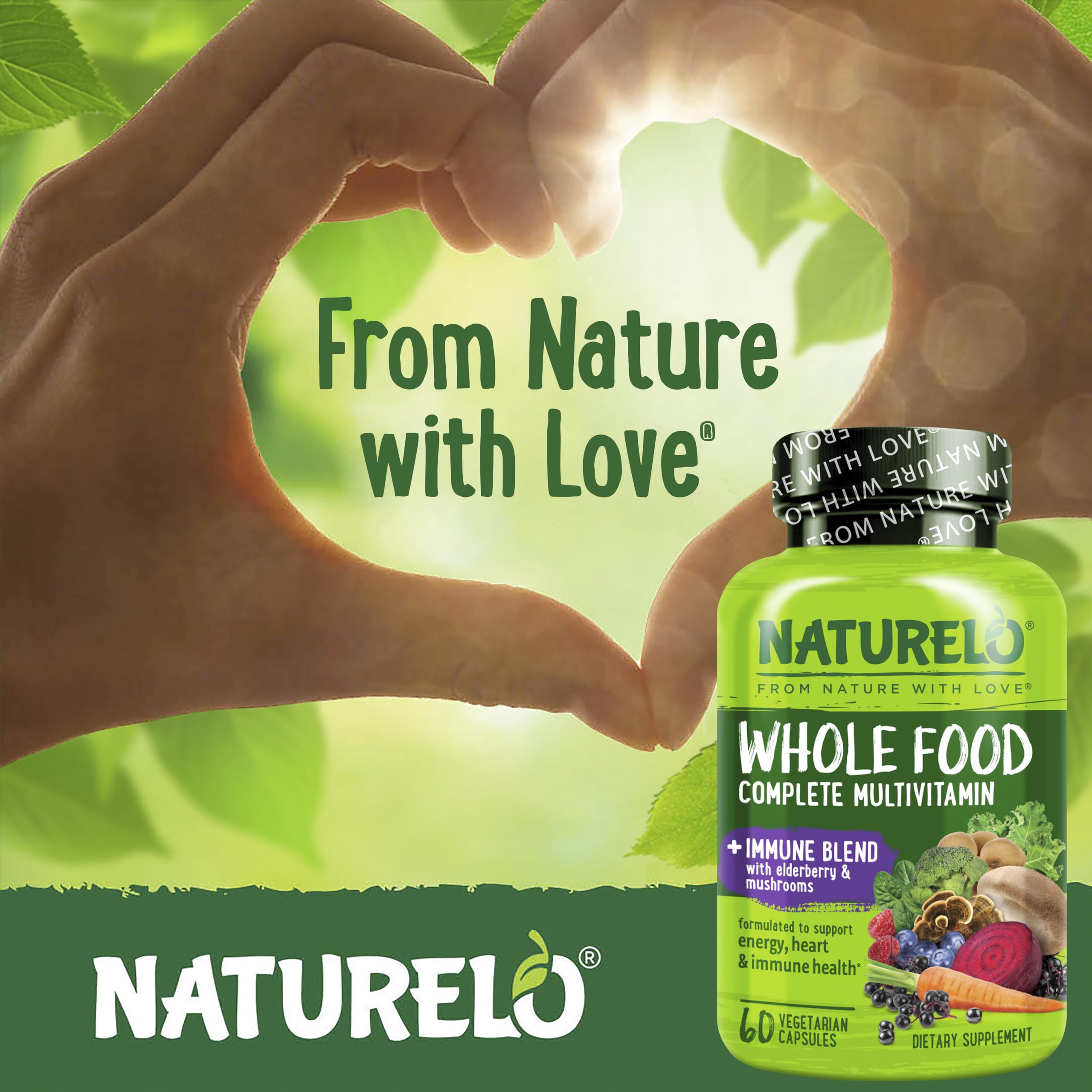 NATURELO vegan, gluten-free label on the bottle for clean daily use.