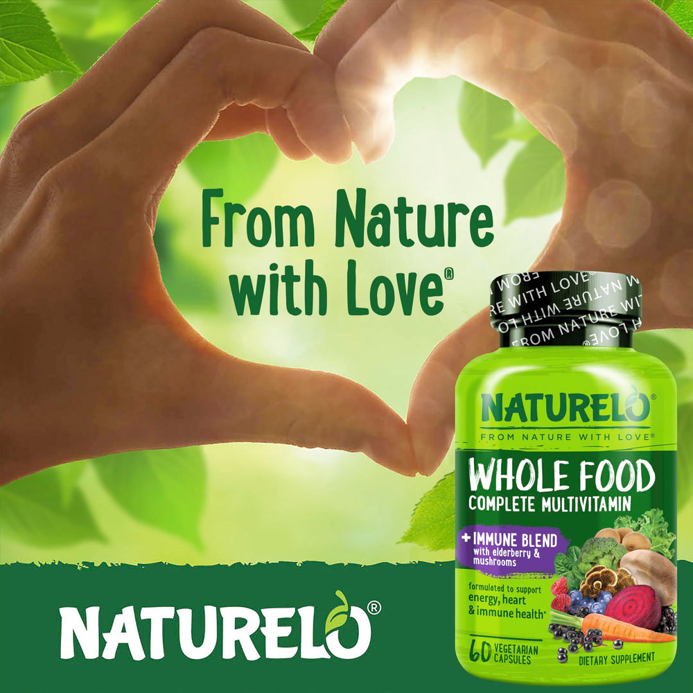 NATURELO vegan, gluten-free label on the bottle for clean daily use.