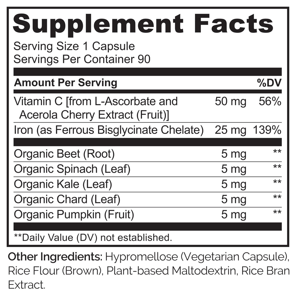 Naturelo Organic acerola cherries provide vitamin C for iron uptake