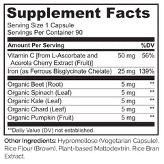 Naturelo Organic acerola cherries provide vitamin C for iron uptake