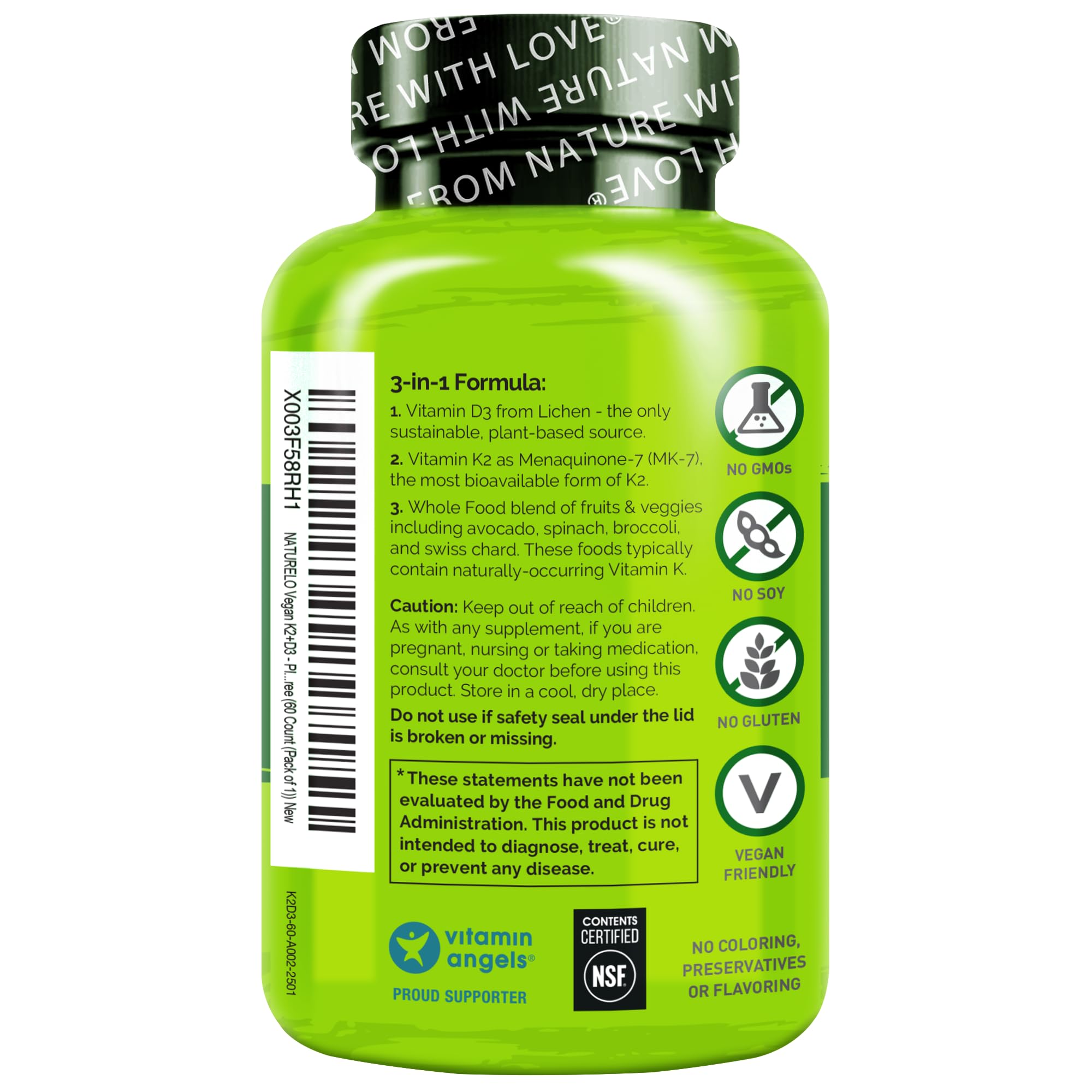 Naturelo vitamin d3 k2 capsules offer convenient daily support for bones and heart health.