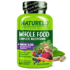 NATURELO Whole Food Multivitamin immune blend capsules for daily support.