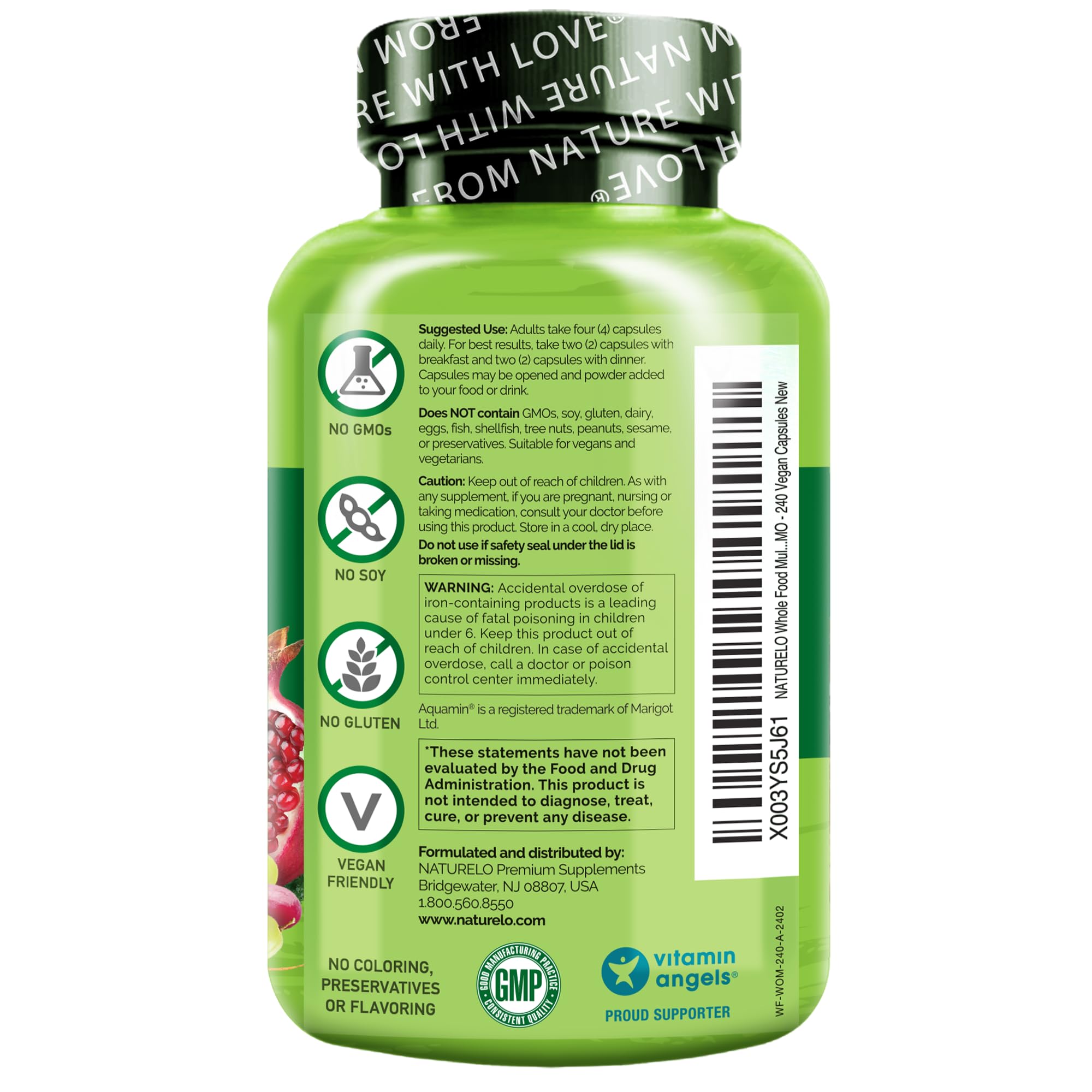 Naturelo Whole Food Multivitamin for Women bottle packaging on shelf