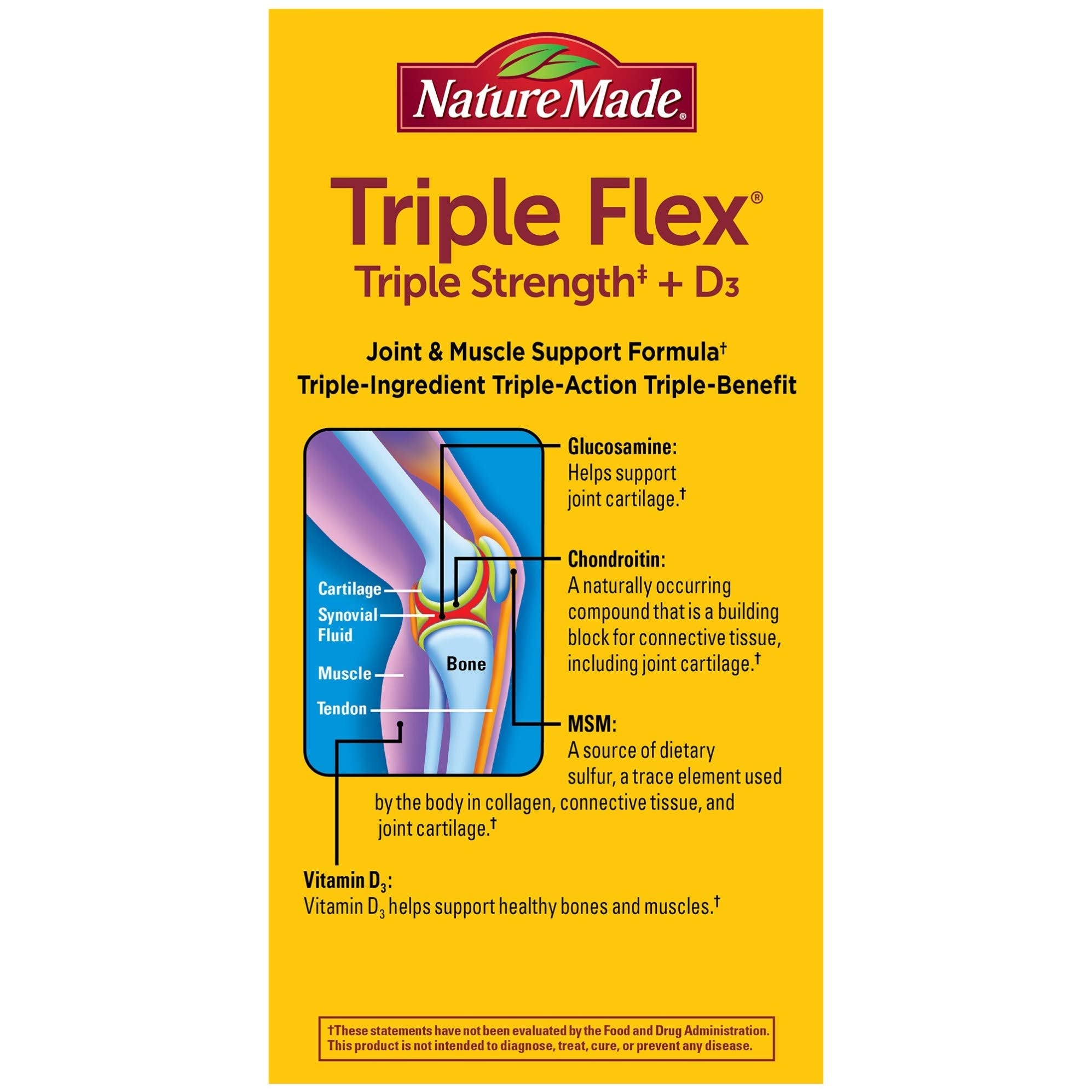 Nature Made TripleFlex vitamin D3 2000 IU on label