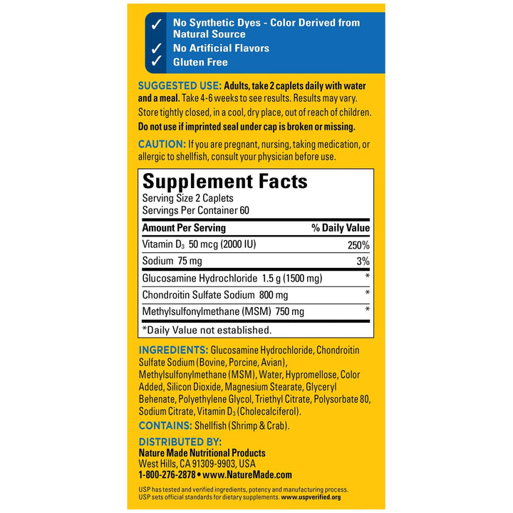 Nature Made TripleFlex vitamin D3 label highlights 2000 IU