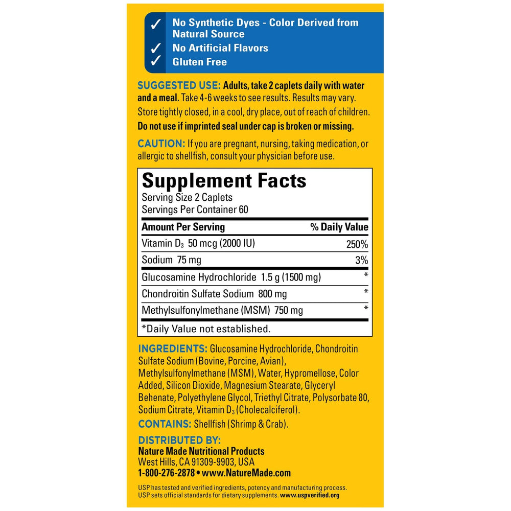 Nature Made TripleFlex vitamin D3 label highlights 2000 IU