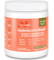 Naturenetics collagen bottle highlighting skin hydration support.