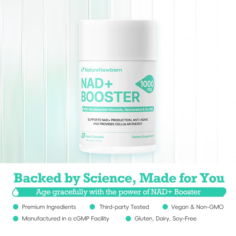 NATURENEWBORN NR1000 pouring capsules into hand, simple daily regimen.