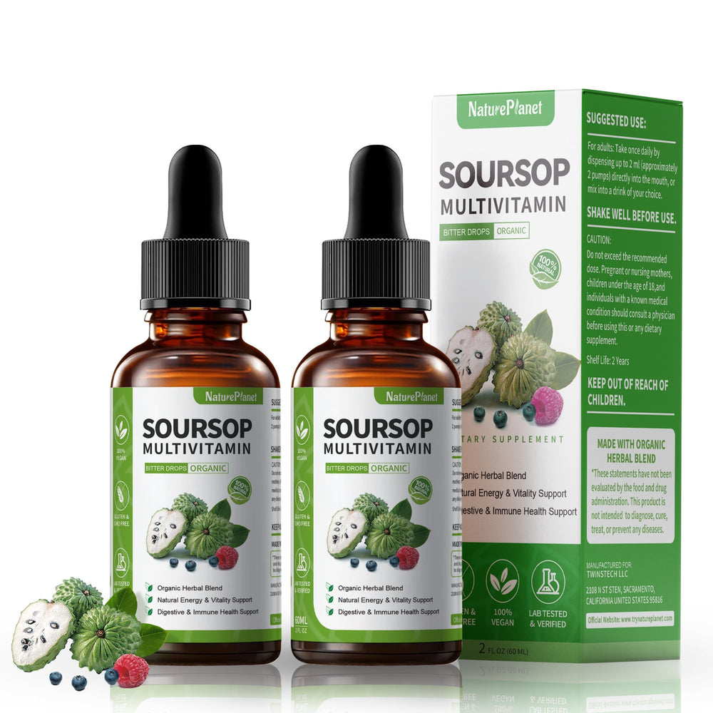 NaturePlanet Soursop Drops bottle with dual soursop formula for daily wellness