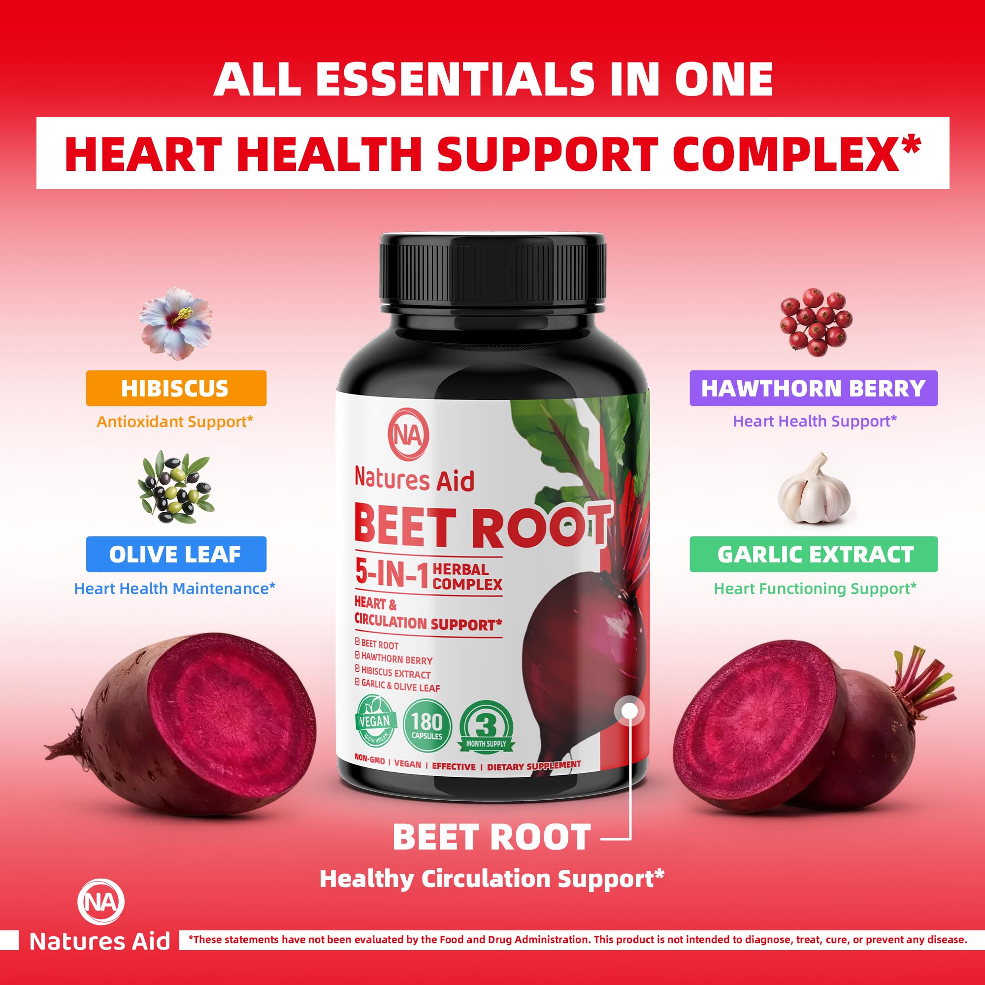 Natures Aid Beet Root Capsules beetroot powder image suggests natural plant-based nitrate source