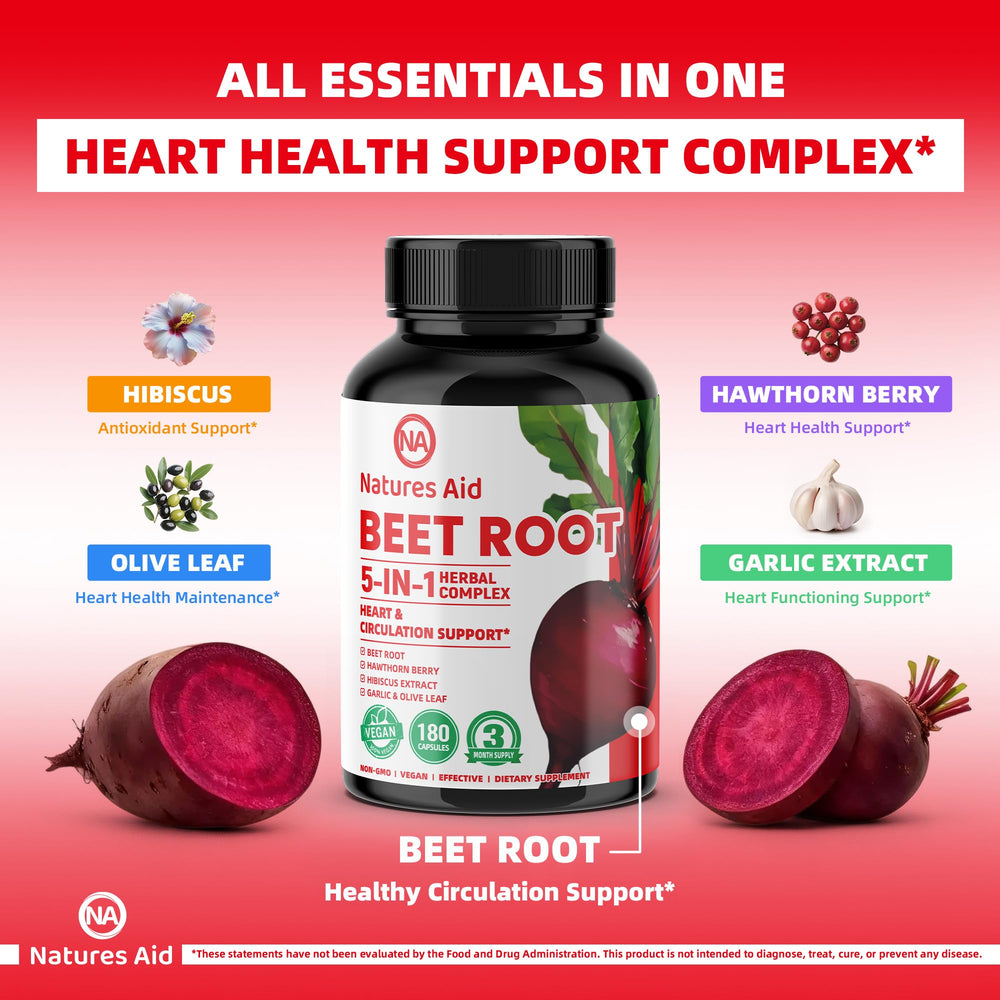Natures Aid Beet Root Capsules beetroot powder image suggests natural plant-based nitrate source